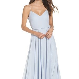 Inesse Chiffon V-Neck Spaghetti Strap Gown - Blue